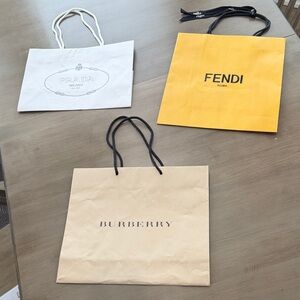Fendi Yellow Shopping Bag with Black Handles